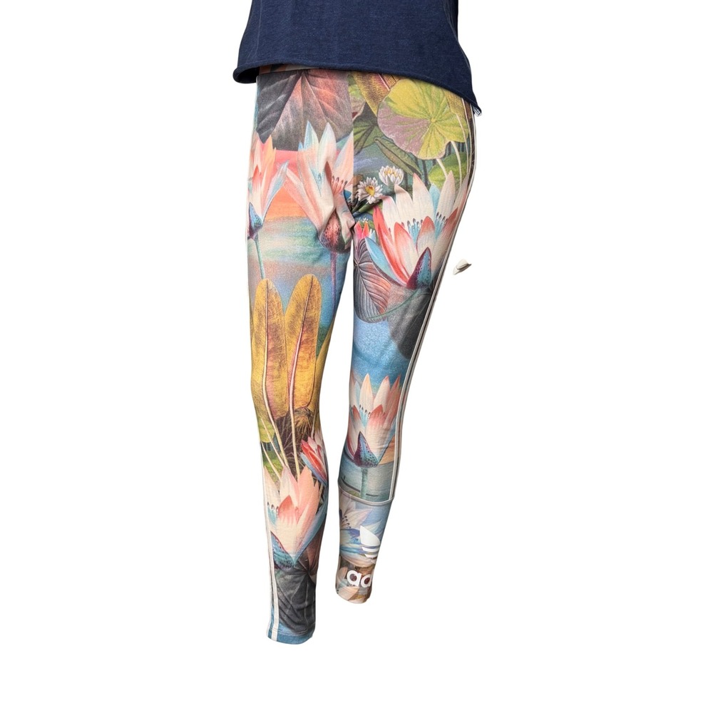 Adidas Leggings Lotus Colorful Floral Sunset 3-Stripe Sporty Athleisure Y2K S